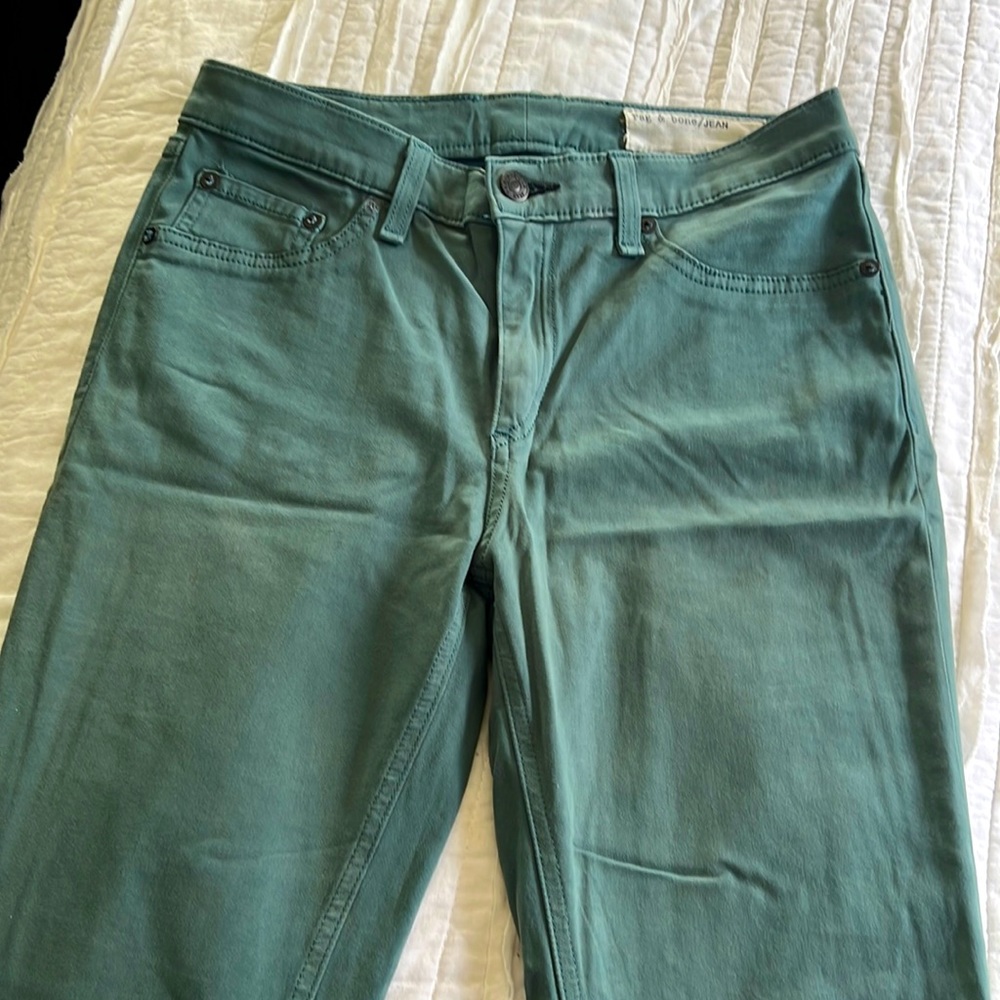 Rag & Bone Atlantic blue Jean jegging. Green/blue, soft stretchy denim.